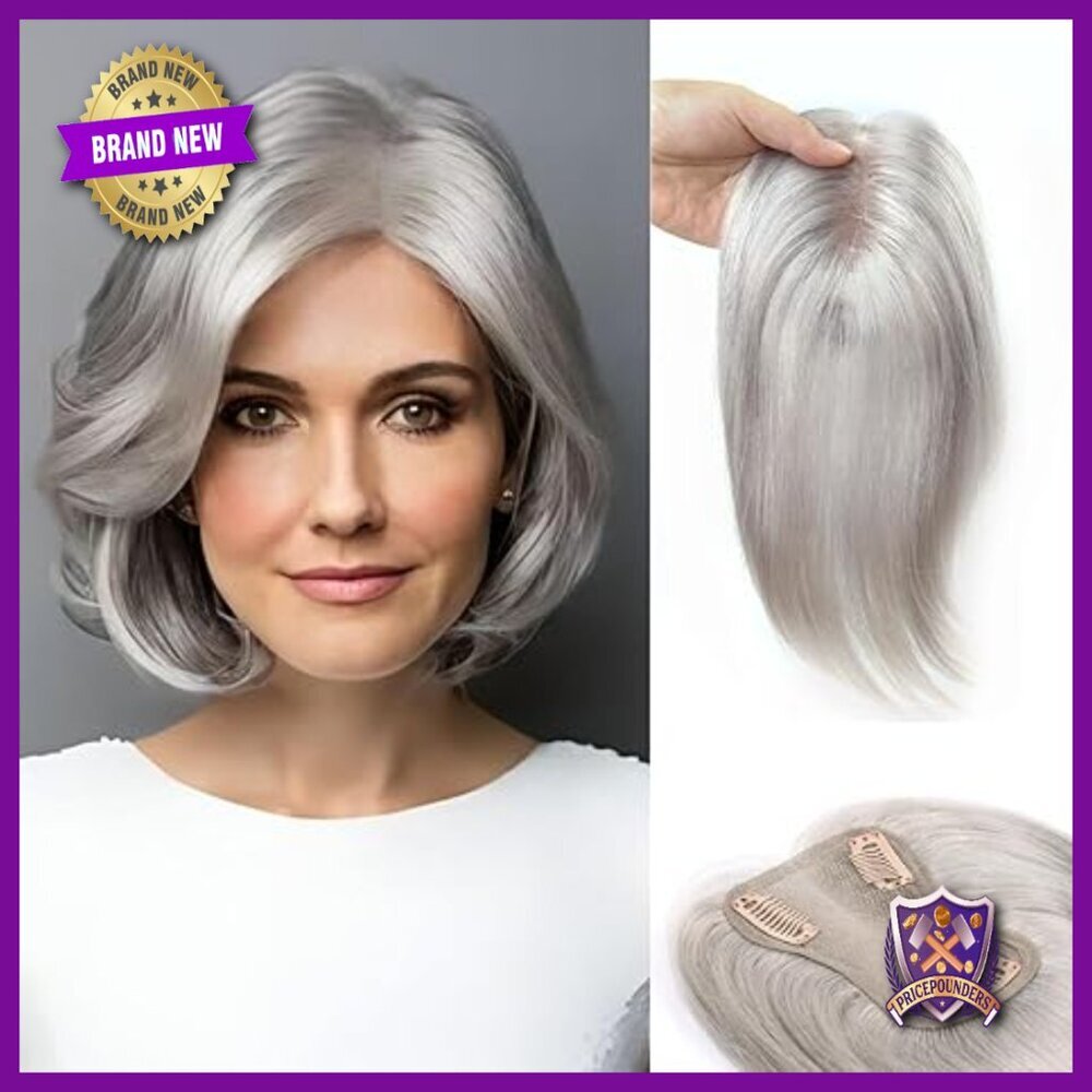 10-Inch Human Hair Topper with Swiss Mesh Base for Thinning Hair